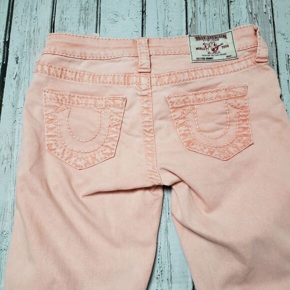 True Religion Skinny Light coral pink Salmon wash Jeans 26 - Picture 10 of 13